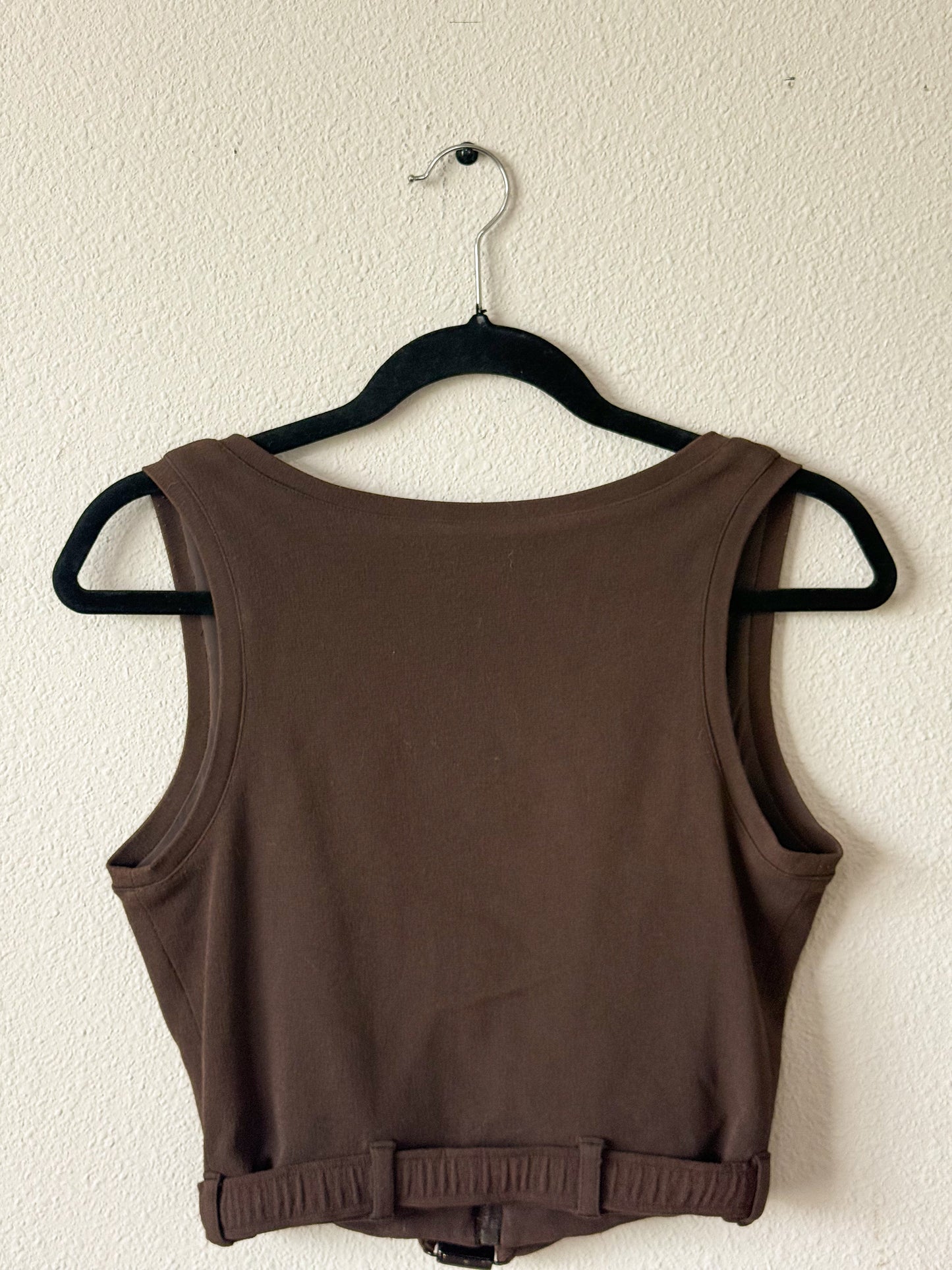 Prada Spring 1995 Brown Cropped Vest  Icarus Vintage