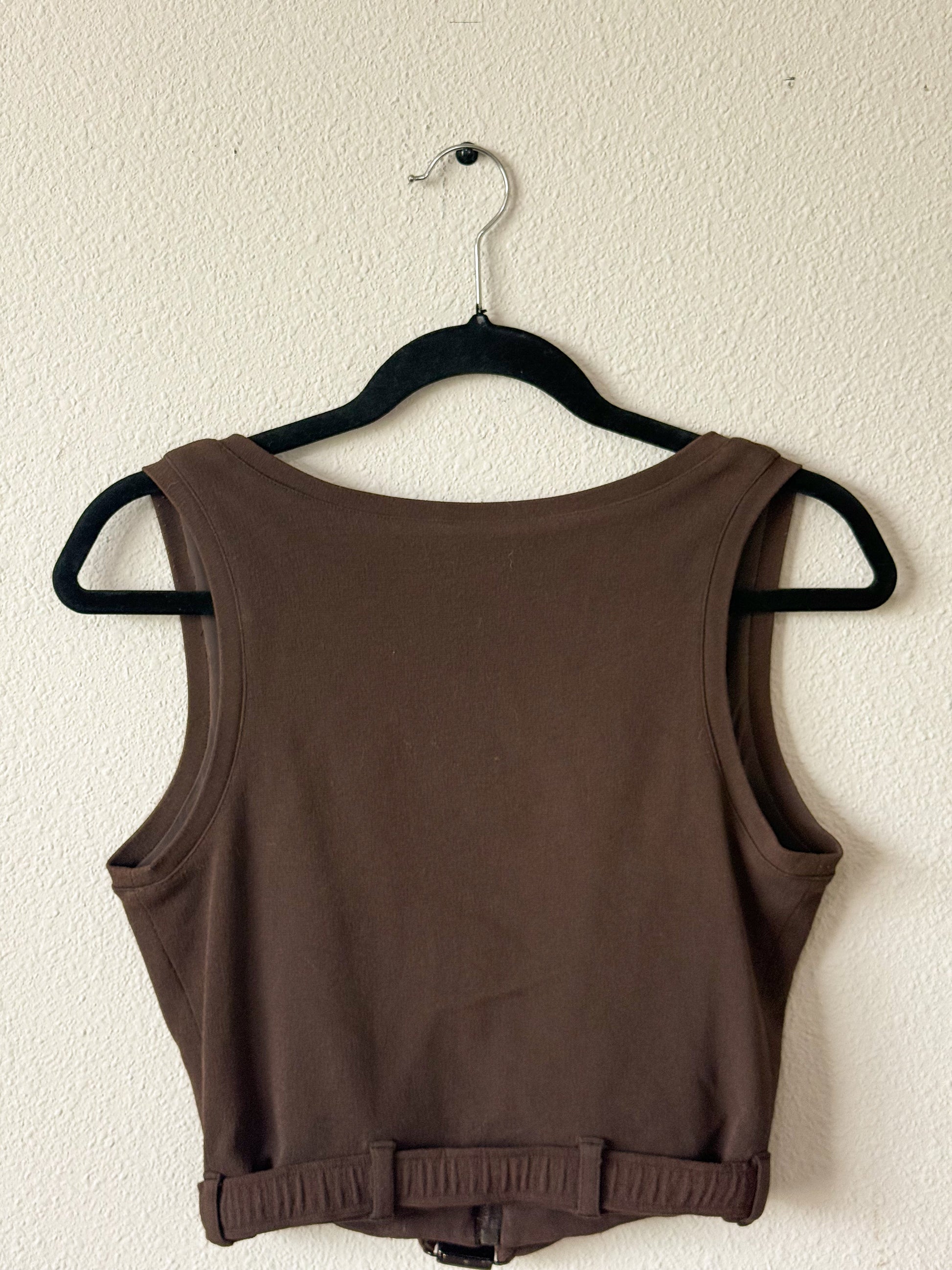 Prada Spring 1995 Brown Cropped Vest  Icarus Vintage