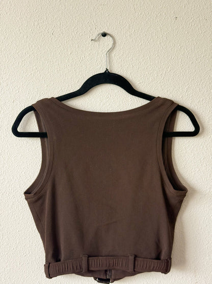 Prada Spring 1995 Brown Cropped Vest  Icarus Vintage