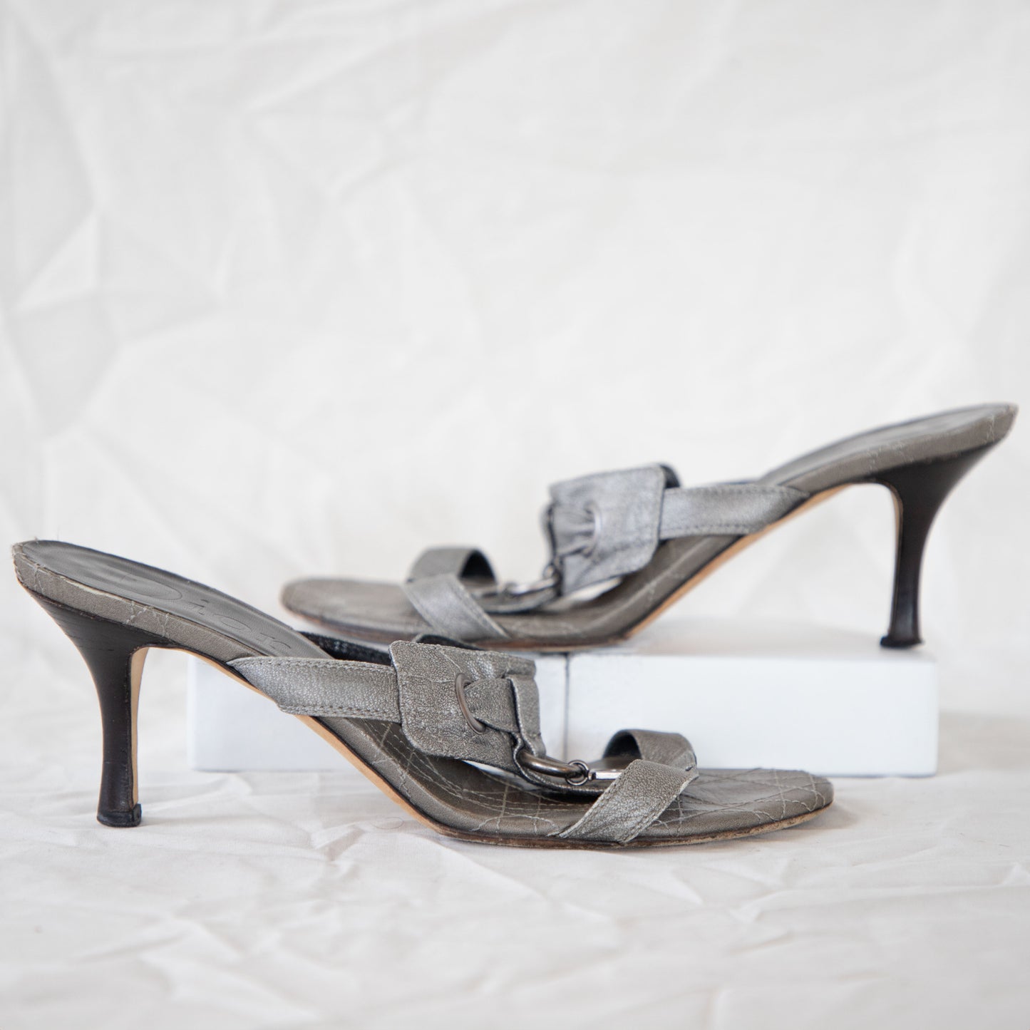 Dior 2000's Silver Cannage Heels  Icarus Vintage