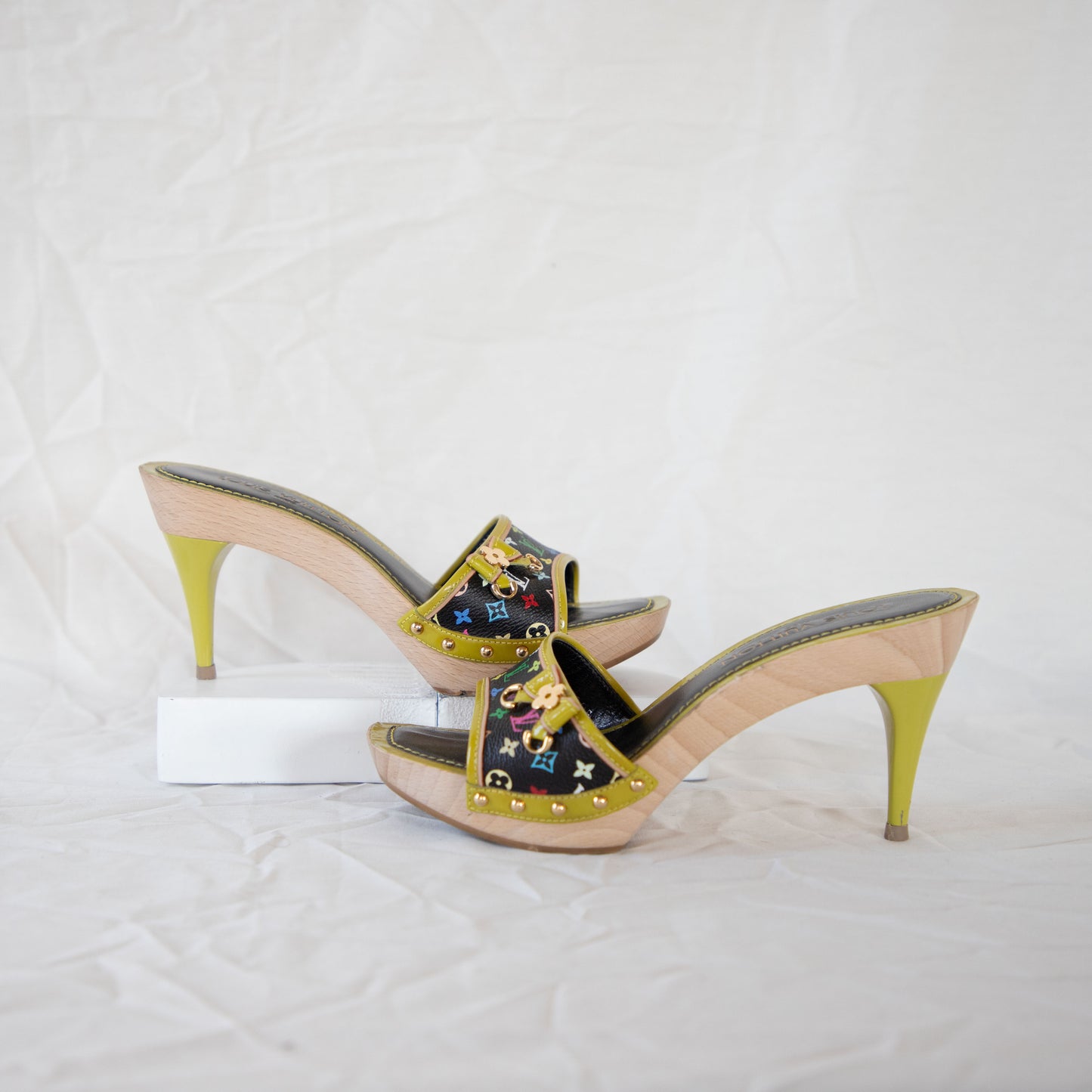 Louis Vuitton Murakami Monogram Wooden Heels  Icarus Vintage