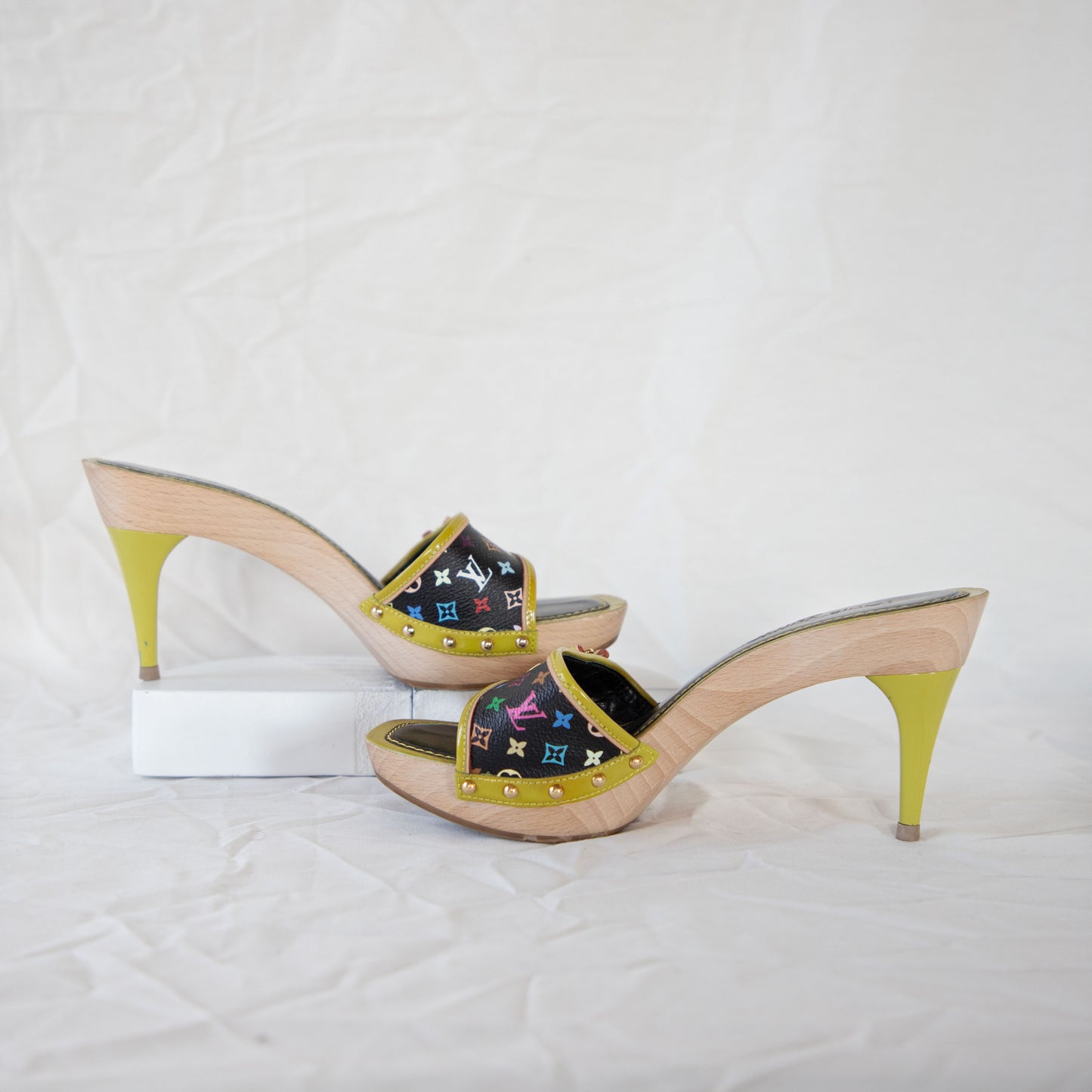 Louis Vuitton Murakami Monogram Wooden Heels  Icarus Vintage