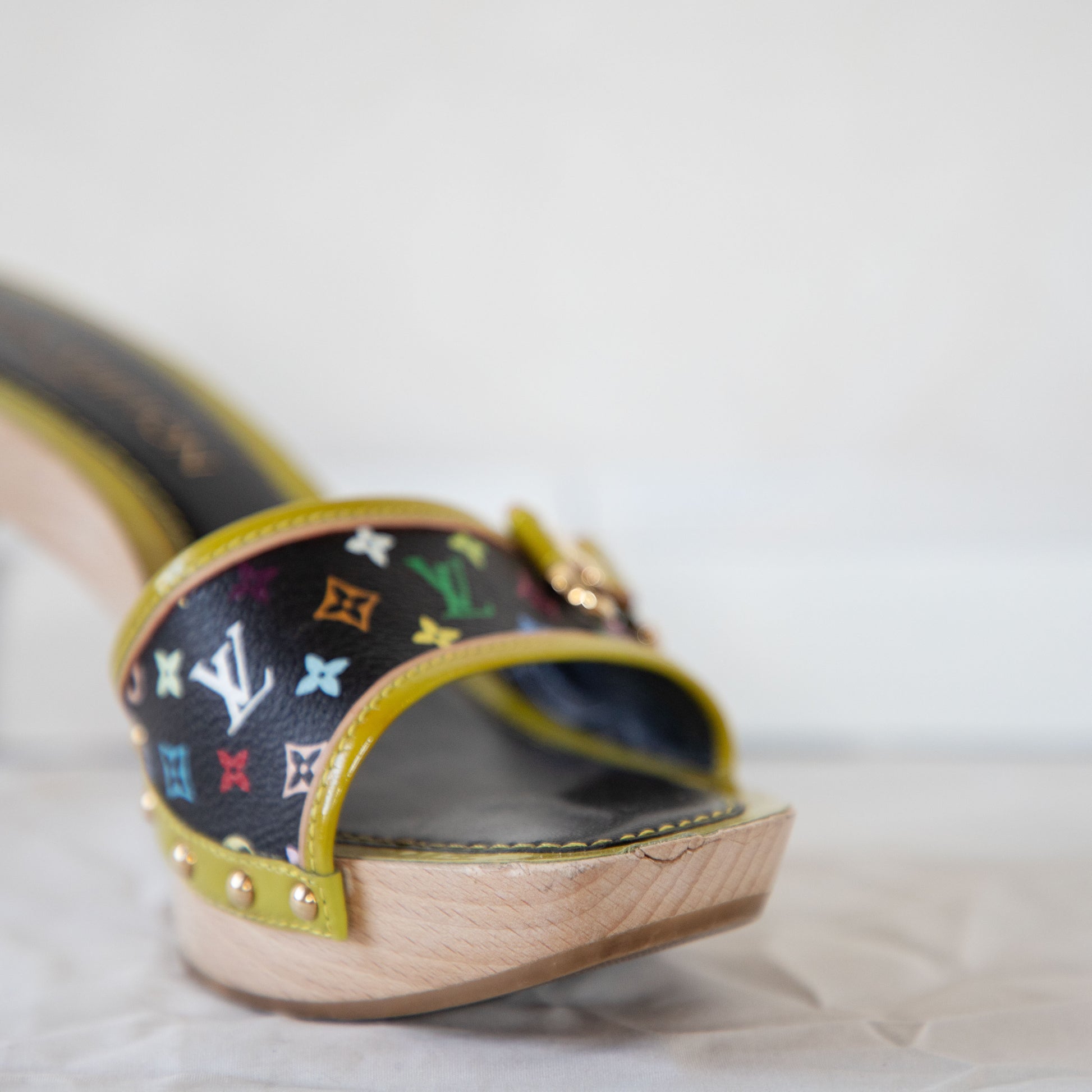 Louis Vuitton Murakami Monogram Wooden Heels  Icarus Vintage