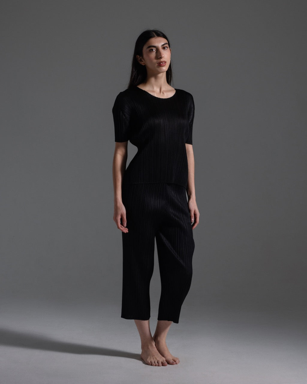 Pleats Please Black Cropped Trousers  Icarus Vintage