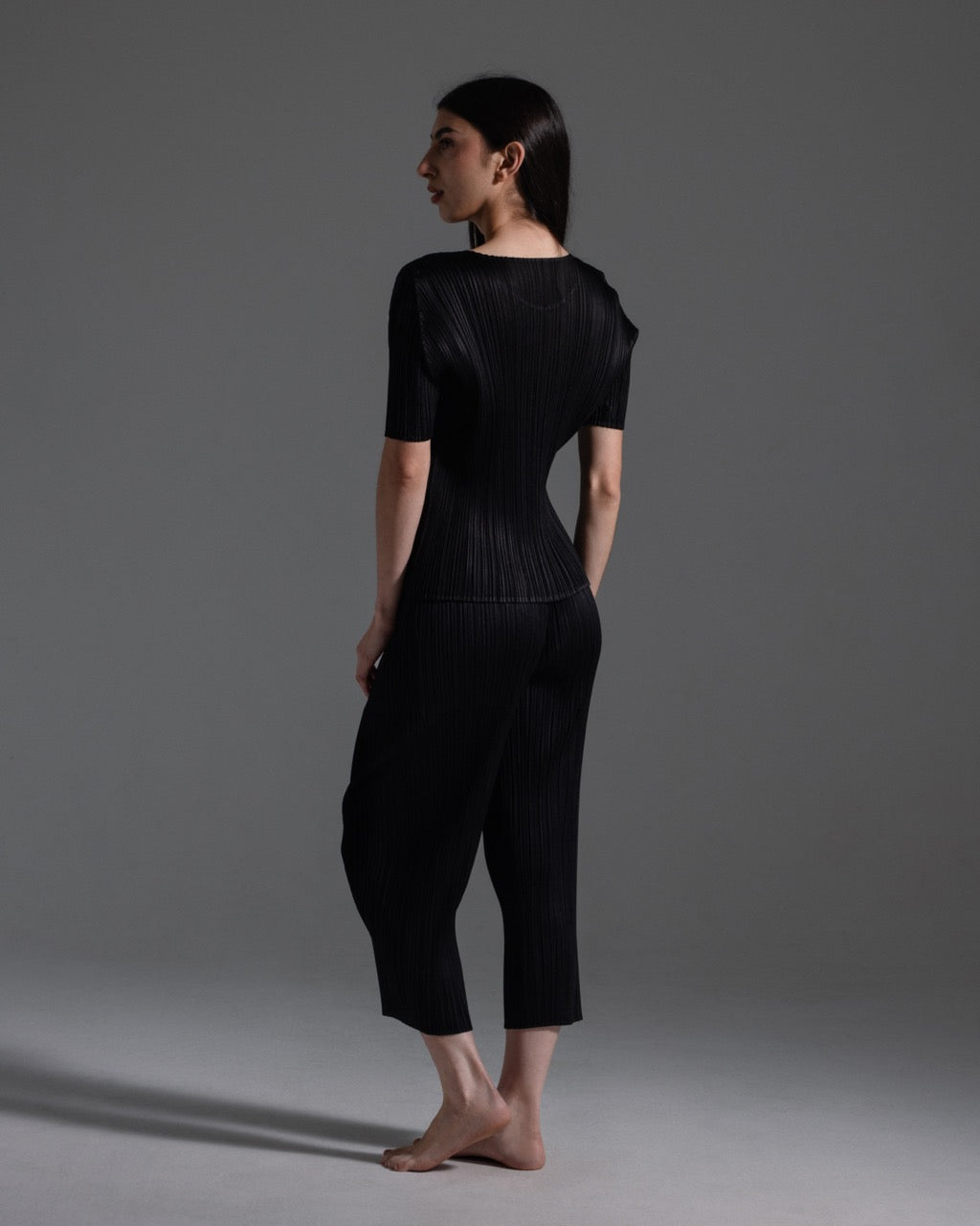 Pleats Please Black Cropped Trousers  Icarus Vintage