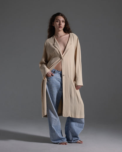 Maison Martin Margiela 1990's Tan Duster Jacket  Icarus Vintage