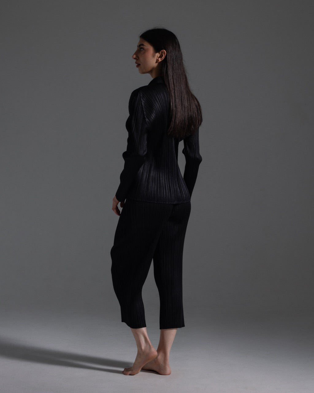 Pleats Please Black Collared Shirt  Icarus Vintage