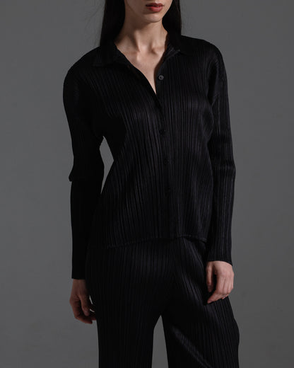 Pleats Please Black Collared Shirt  Icarus Vintage