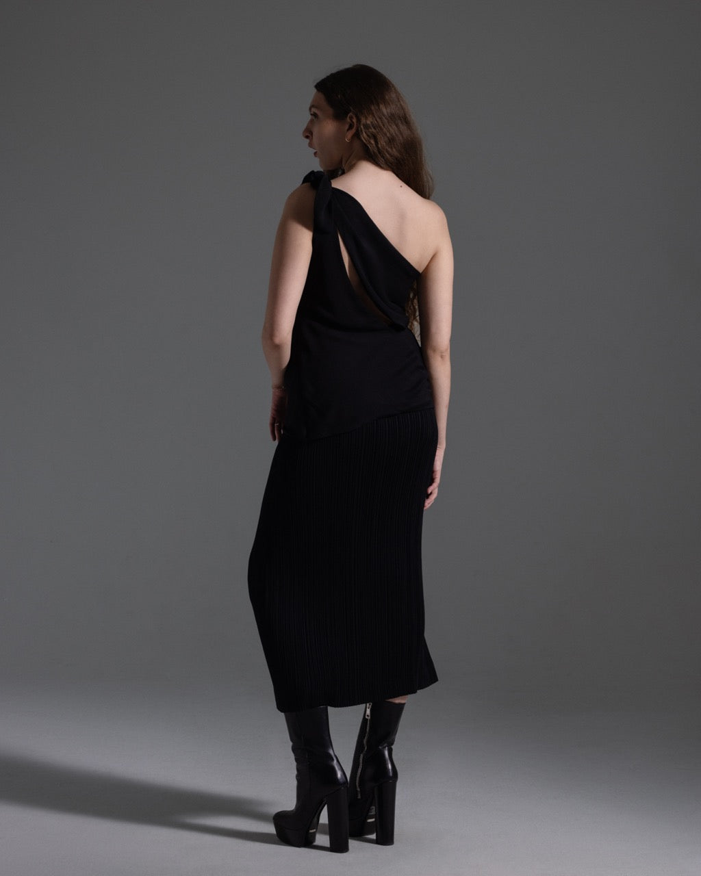 Gucci Black One Shoulder Silk Top w/ Slit  Icarus Vintage