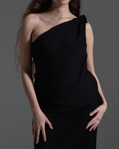 Gucci Black One Shoulder Silk Top w/ Slit  Icarus Vintage