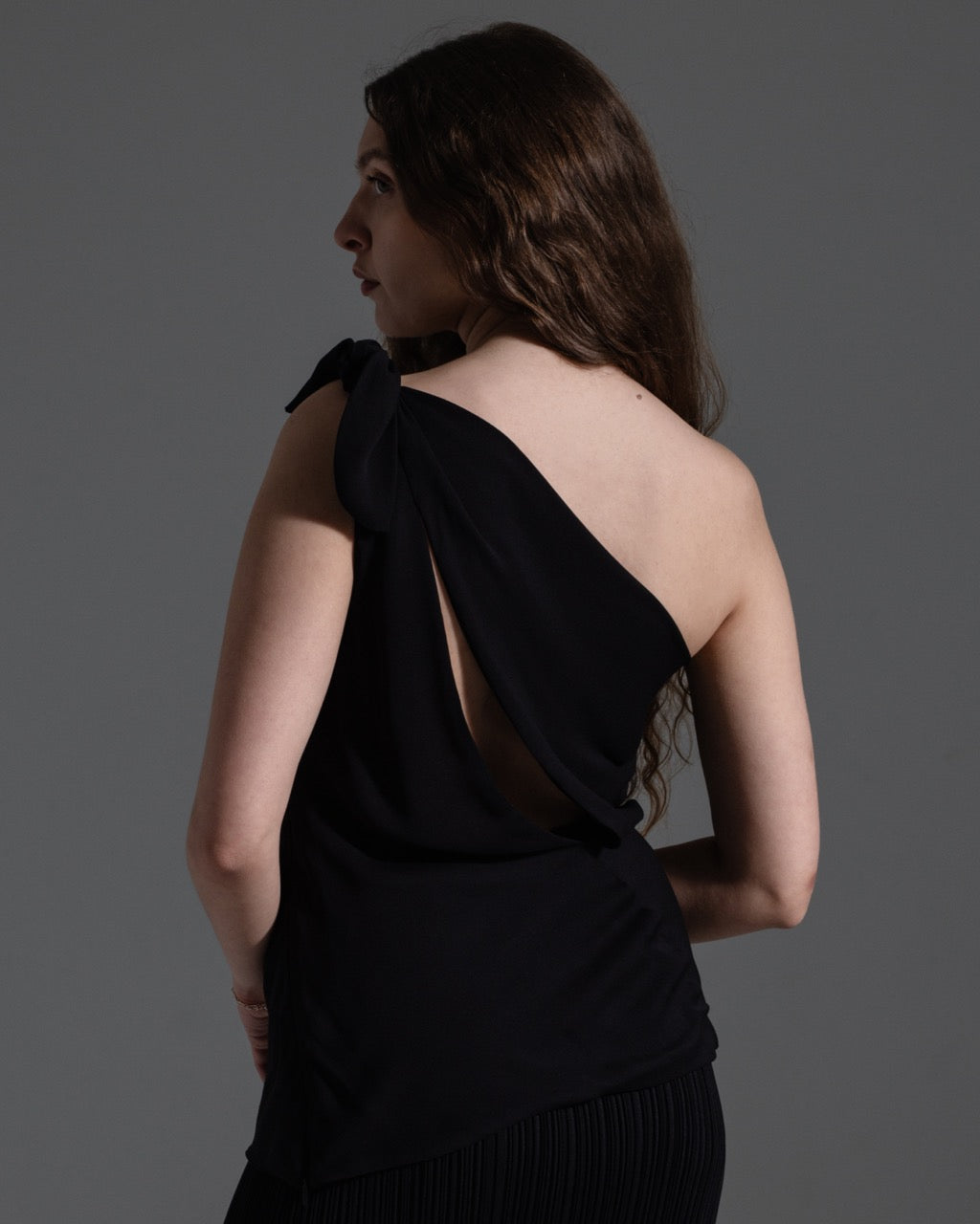 Gucci Black One Shoulder Silk Top w/ Slit  Icarus Vintage