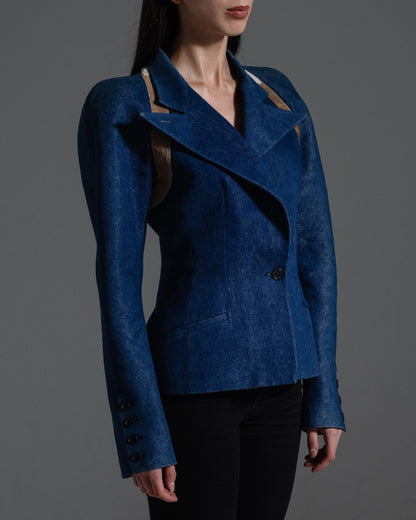 Alexander McQueen Fall 1997 Runway Denim and Ponyhair Blazer  Icarus Vintage