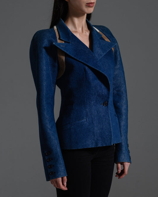 Alexander McQueen Fall 1997 Runway Denim and Ponyhair Blazer  Icarus Vintage
