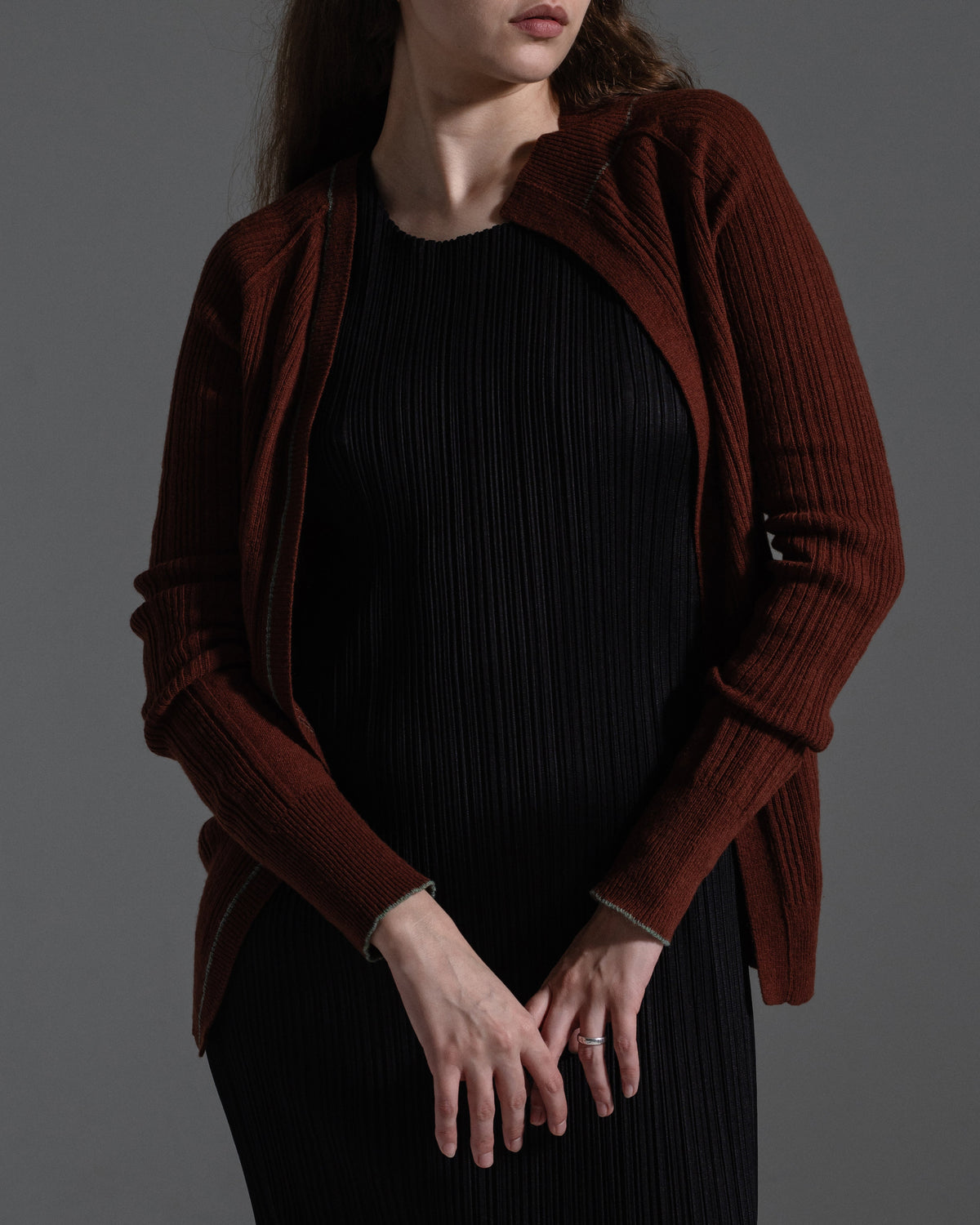 Yohji Yamamoto Y's Brown Knit Cardigan w/ Asymmetrical Collar  Icarus Vintage