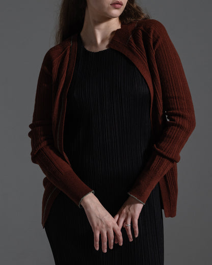 Yohji Yamamoto Y's Brown Knit Cardigan w/ Asymmetrical Collar  Icarus Vintage