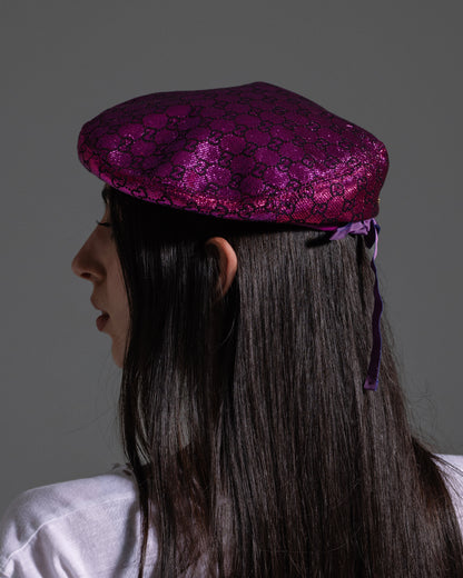 Gucci Fall 2022 Pink Lame Monogram Beret  Icarus Vintage