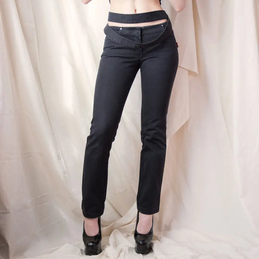 Jean Paul Gaultier 90's Jeans Low Rise Bondage Jeans  Icarus Vintage