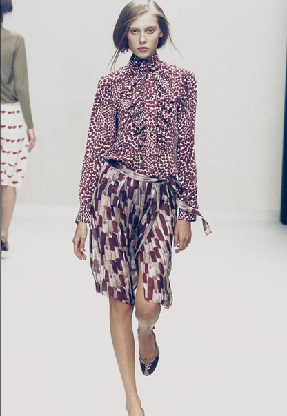 Prada Spring 2000 Runway Heart Print Silk Blouse  Icarus Vintage
