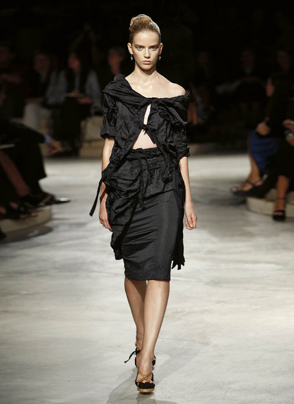 Prada Spring 2009 Runway Black Crinkled Skirt  Icarus Vintage