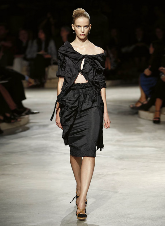 Prada Spring 2009 Runway Black Crinkled Skirt  Icarus Vintage