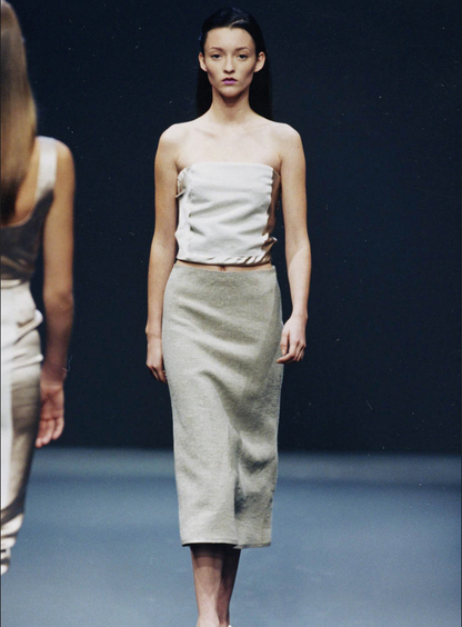 Prada Spring 1998 Black Silk and Linen Strapless Top  Icarus Vintage