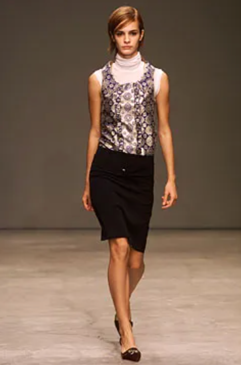 Prada Spring 2002 Navy and Gold Brocade Top  Icarus Vintage