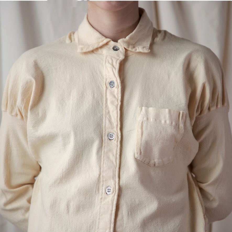Issey Miyake 1990’s Eggshell Stretch Button-up 150.00 Icarus Vintage