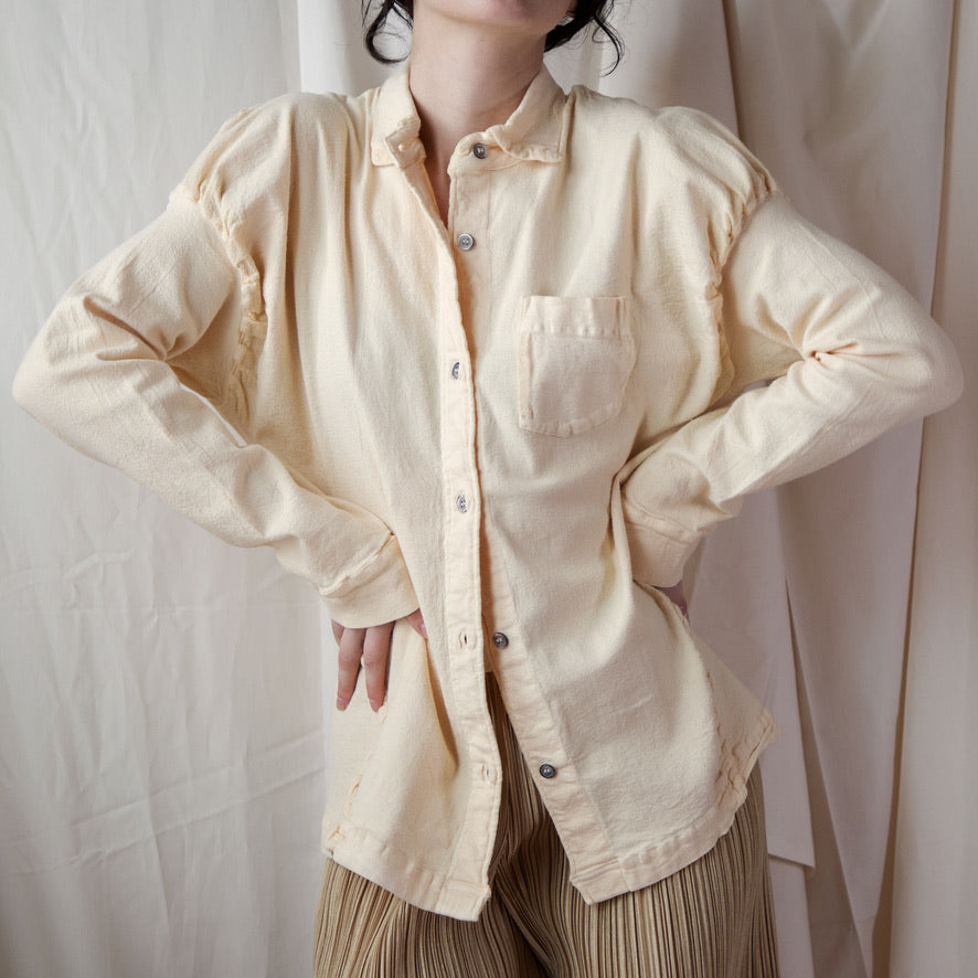 Issey Miyake 1990’s Eggshell Stretch Button-up 150.00 Icarus Vintage