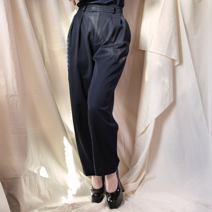 YSL Rive Gauche 90's Double Pleated Navy Trousers 175.00 Icarus Vintage