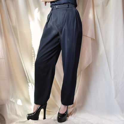 YSL Rive Gauche 90's Double Pleated Navy Trousers 175.00 Icarus Vintage