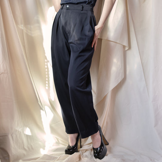 YSL Rive Gauche 90's Double Pleated Navy Trousers 175.00 Icarus Vintage